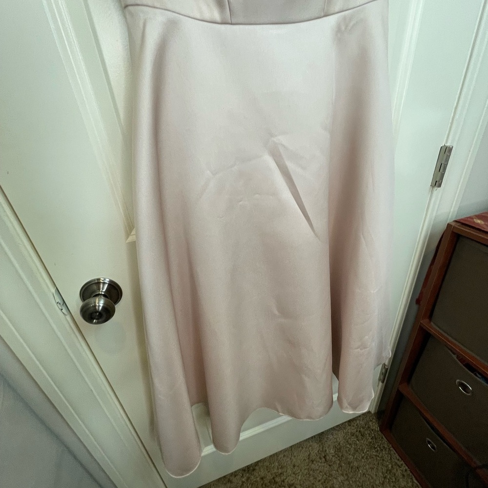 Alfred Sung Puff Cap Sleeve Full Skirt Satin Midi Dress Sz 8 - Picture 6 of 16